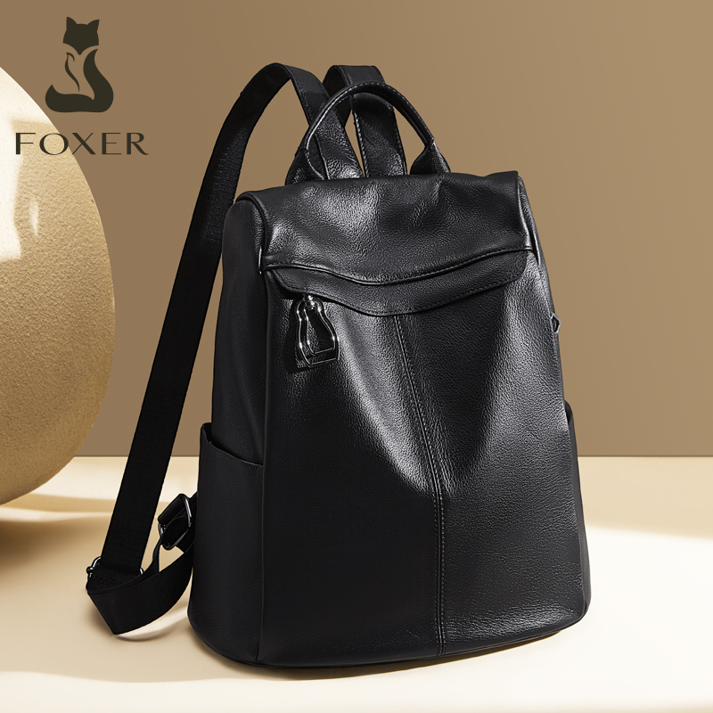 Travel Backpack Anti Theft - FOXER 本革バックパック女性用 2026 新ファッション盗難防止バックパック大容量カジュアル旅行スクールショルダーバッグ