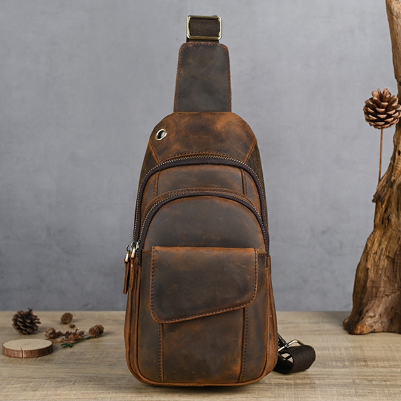 デザイナー高級多機能男性チェストバッグ大容量アウトドア男性ス - Leather Backpack Vintage のレビューと価格
