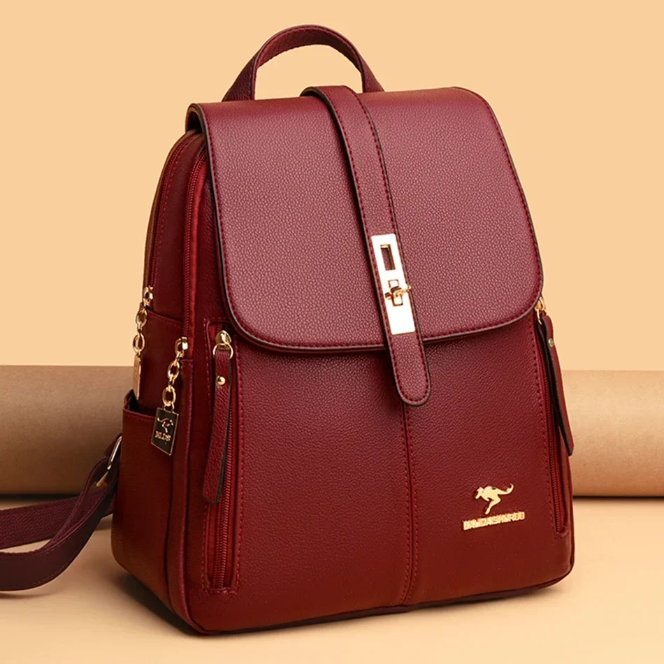 女性革大容量バックパック高品質ヴィンテージスクールバッグ女の - Leather Backpack Vintage のレビューと価格