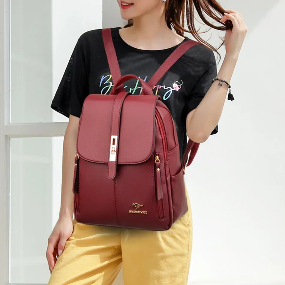 女性革大容量バックパック高品質ヴィンテージスクールバッグ女の - Leather Backpack Vintage のレビューと価格