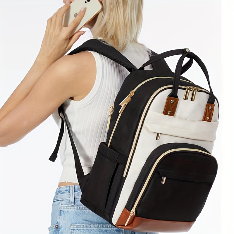 女性用ツートンカラーのノートパソコン用バックパック、防水仕様 - Laptop Backpack 15.6 のレビューと価格