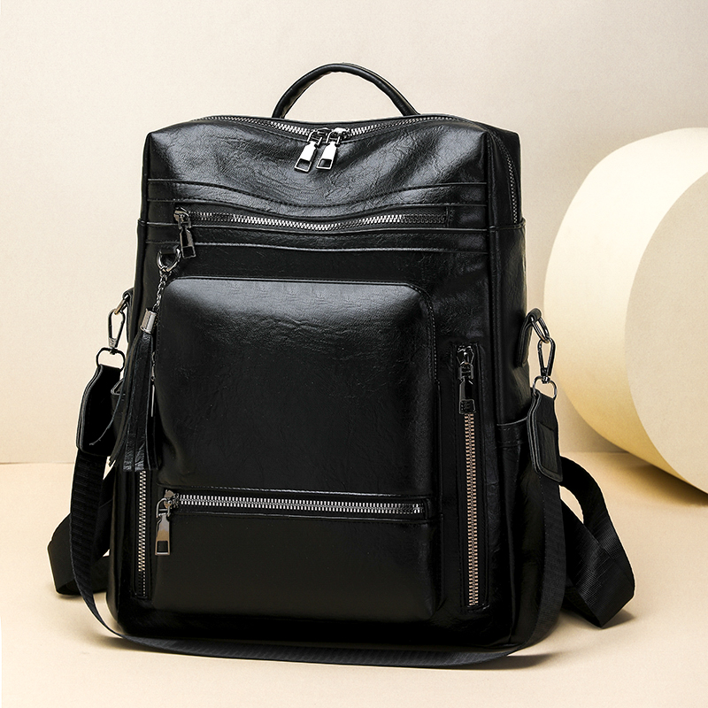 ヴィンテージレザー風バックパックセット、多機能ソリッドカラー - Leather Backpack Vintage のレビューと価格